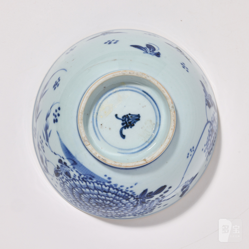 明晚期 青花花卉图碗 - 图7